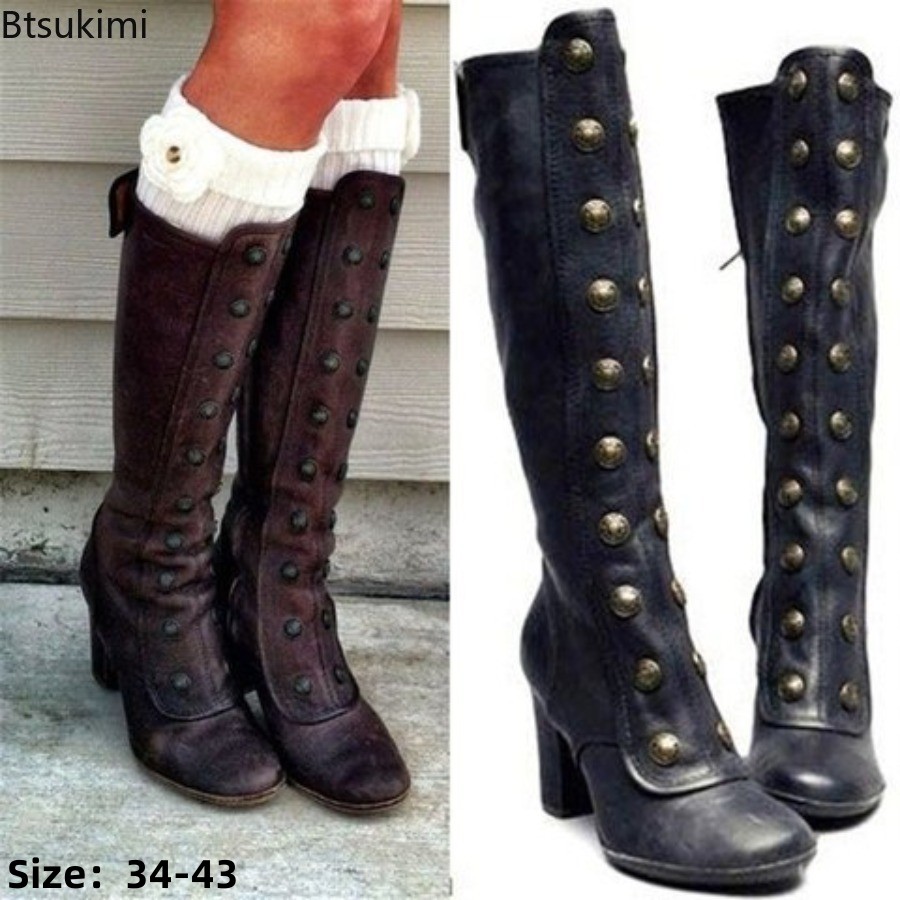Sepatu Boots Wanita Model Retr - Knee High Boots Women ulasan dan harga