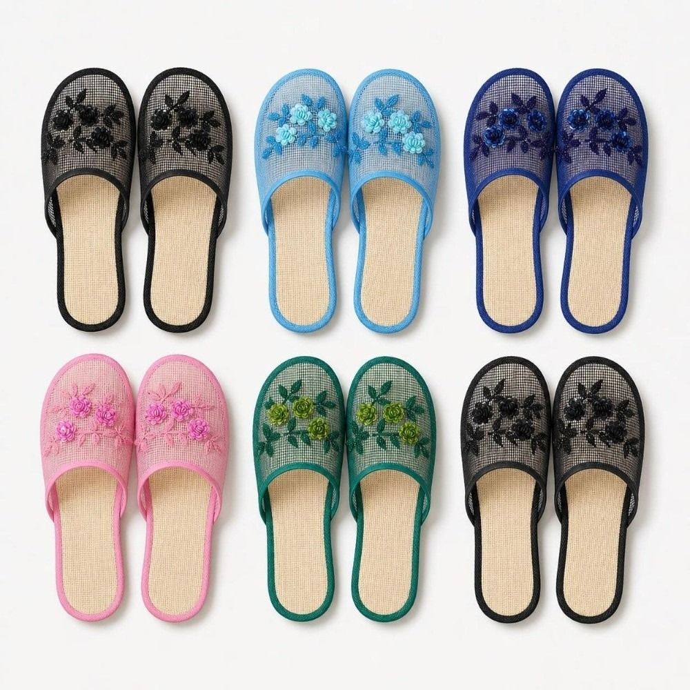 Sandal Jaring Bordir Bunga Kas - Mule Slip On ulasan dan harga